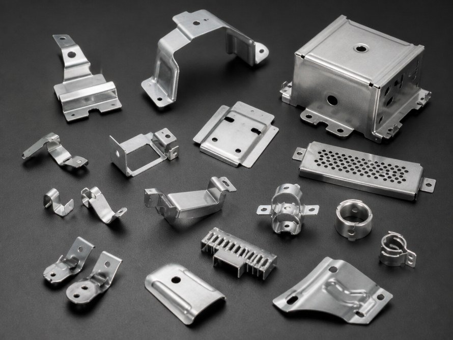 Examples of generic aluminum stamped brackets, housings and clips