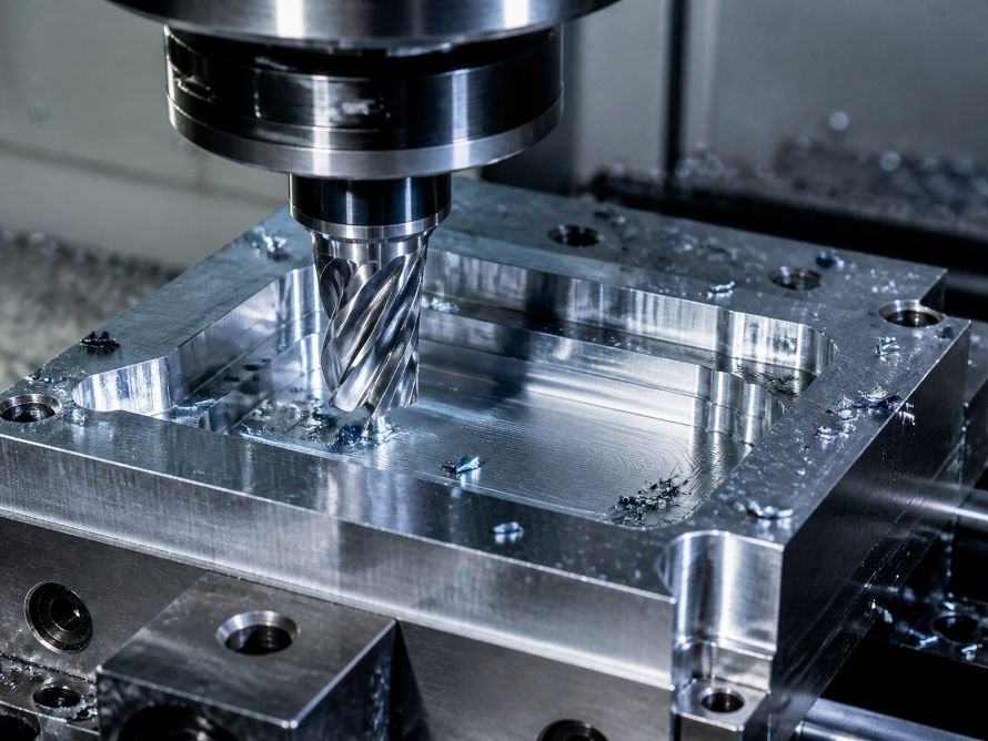 What Is CNC Milling and How Does It Work? 2 End mill machining a precision pocket in a metal component