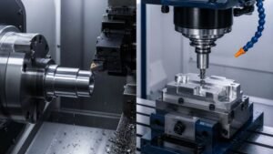 Side-by-side comparison of CNC turning vs CNC milling operations