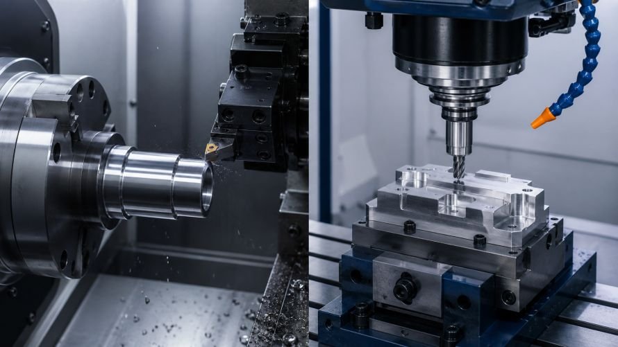 CNC Turning vs CNC Milling: Key Differences 4 Side-by-side comparison of CNC turning vs CNC milling operations