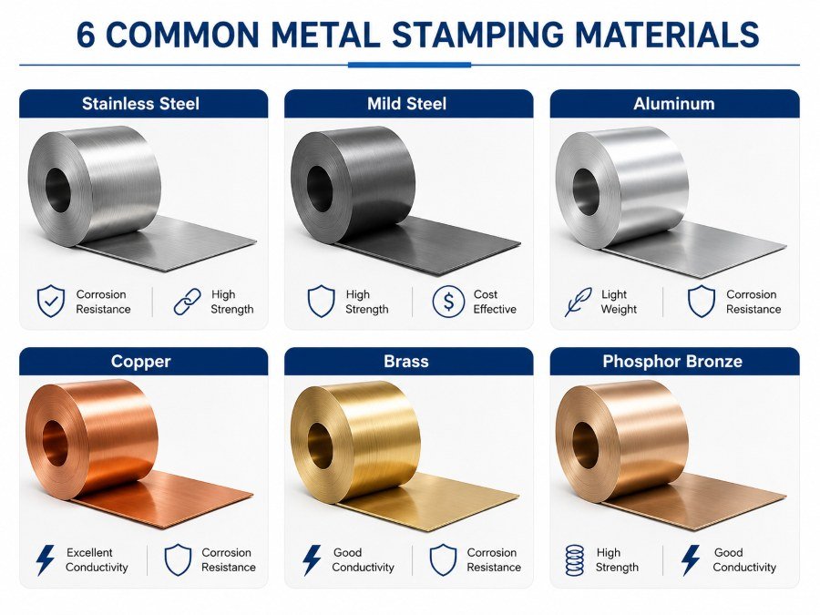 Stainless steel aluminum copper brass and other metal stamping materials