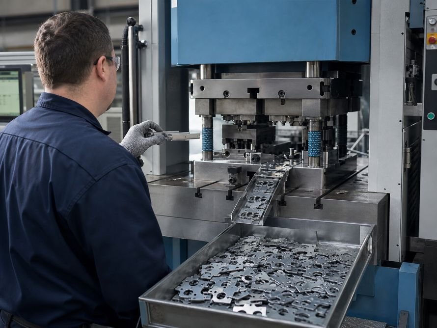How Tight Can Metal Stamping Tolerances Be? 5 Precision stamping production cell producing custom metal parts