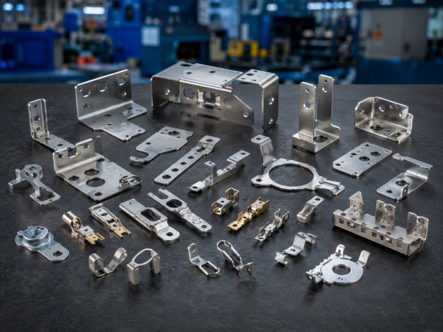 Precision metal parts manufactured by progressive die stamping