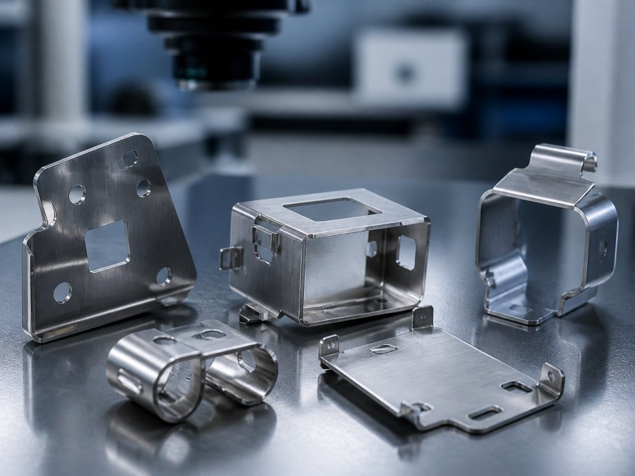 Examples of formed stainless steel stamped brackets and precision metal components