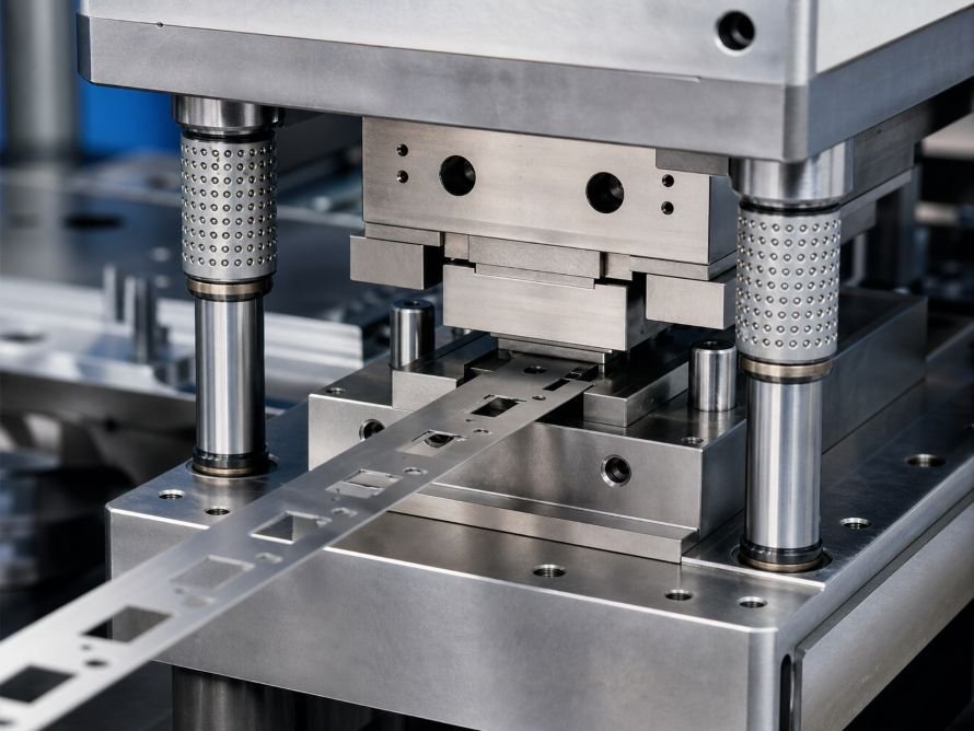 What Causes Burrs in Metal Stamping Parts? 2 Precision stamping Mold and metal strip setup for burr control