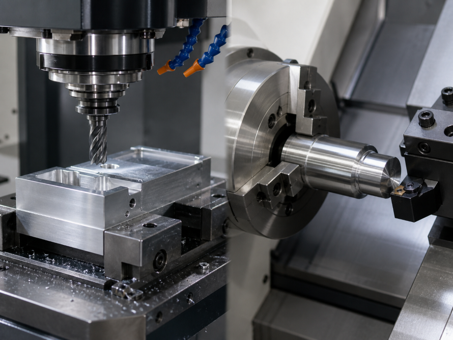 CNC milling and CNC turning processes for custom machined parts