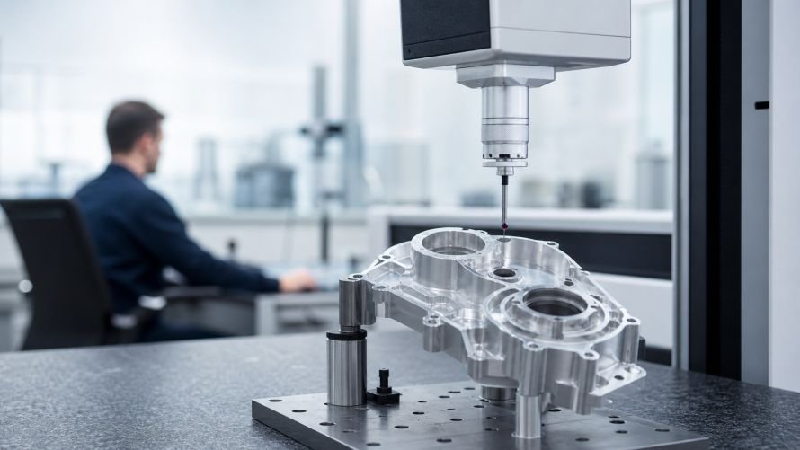 CNC Machining Tolerances: What Can You Achieve? 1 Coordinate measuring machine checking a CNC machining tolerances aluminum component