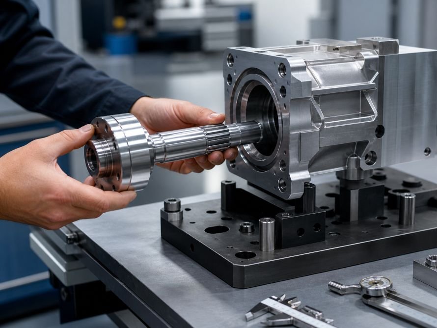 CNC Machining Tolerances: What Can You Achieve? 5 Precision CNC machined shaft and housing being checked for assembly fit