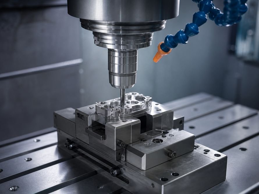 CNC Machining Tolerances: What Can You Achieve? 4 Rigid fixture holding a CNC machined part for stable precision milling