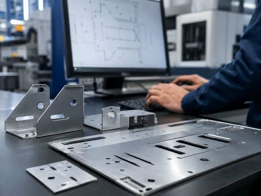 Sheet metal laser cutting process from CAD drawing to cut flat metal parts